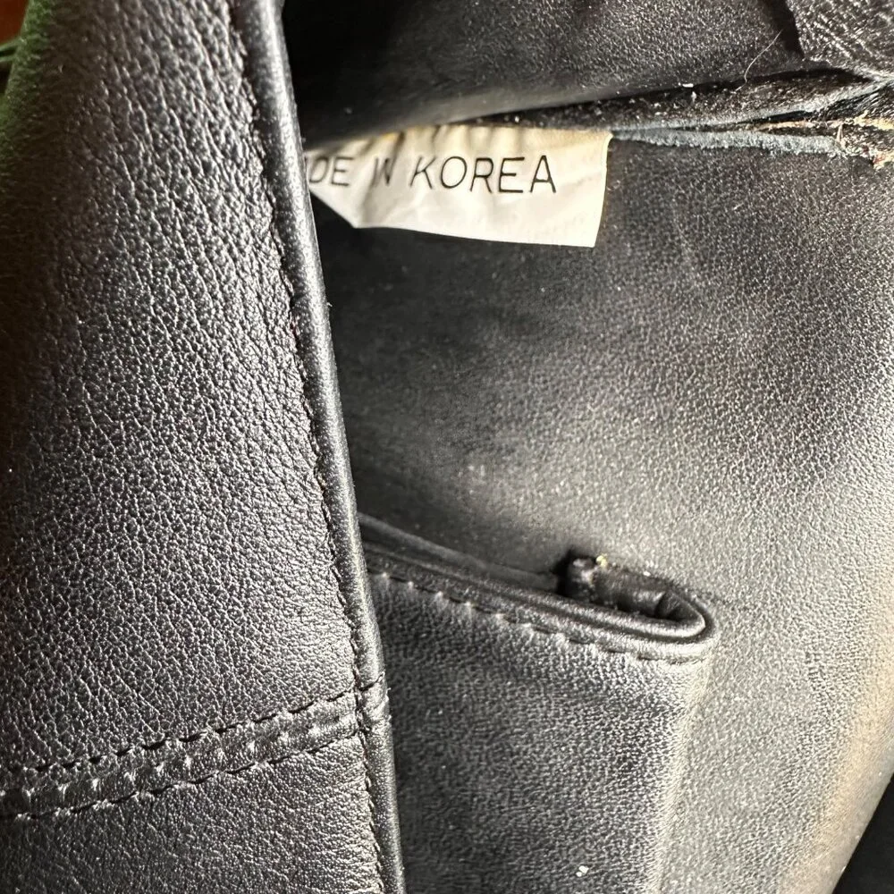Vintage Eurodesign Black Leather Portfolio Bag With Shoulder Strap & Buckle Clos - Picture 5 of 12